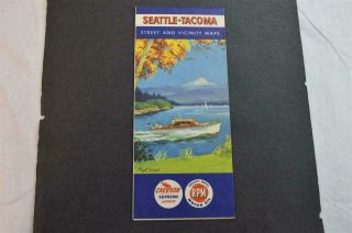 Vintage 1960 Chevron Rpm Standard Oil Gas Station Road Map Seattle Tacoma 950083