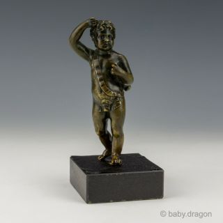 Antique Italian Grand Tour Patinated Bronze Putti Cupid Figure - Unusual