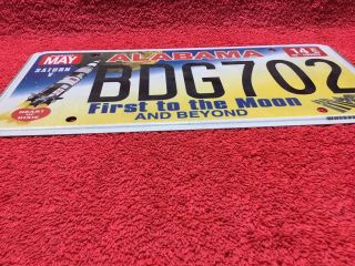 Issued Alabama FIRST to the MOON & BEYOND SATURN V ROCKET License Plate 3
