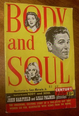 Body And Soul By Sam Merwin Vintage Paperback Digest Movie Tie - In Century Book