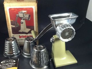 Vintage Rival Grind - O - Mat 303 Meat Grinder Cheese Shredder w Box & Instructions 2