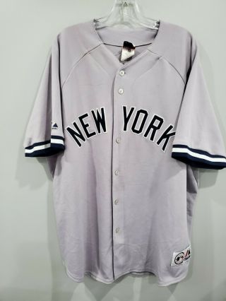 Vtg Majestic York Yankees Derek Jeter 2 Gray Spell Out Jersey Mens 2xl Sewn