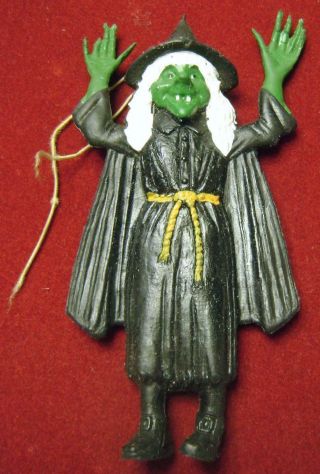 Vintage Halloween Green - Faced Witch Rubber Jiggler Re - Issued 1975 Ben Cooper