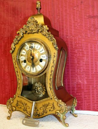 Old Little Clock 8 Day Bracket Boulle Style Table Clock 2 Bells