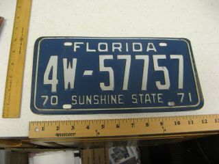 1970 70 1971 71 Florida Fl License Plate W4 - 57757 Pinellas County Sweet Number