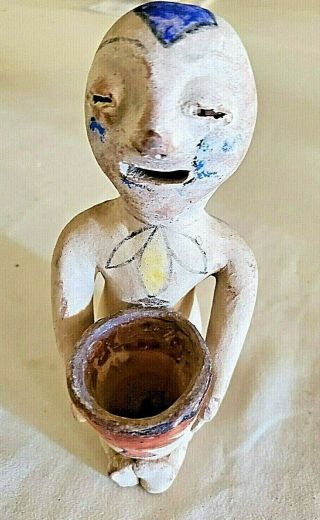 Antique Tesuque Pueblo Indian Rain God Pottery Figure