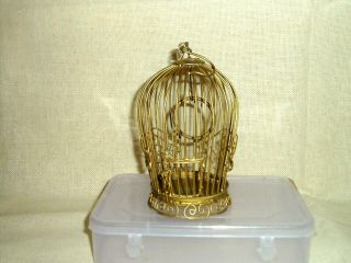 Antique / Vintage Metal Gold Small / Miniature Decorative Bird Cage W/swing