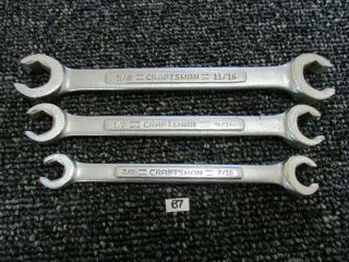 Craftsman - V - Series 3pc Sae Flare Nut Line Wrench Set 4433 Made In Usa Vintage