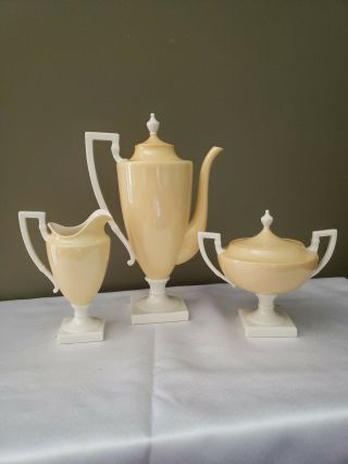 Antique Belleek/lenox Colonial Coffee Pot Teapot Sugar Bowl Creamer Luster Beige
