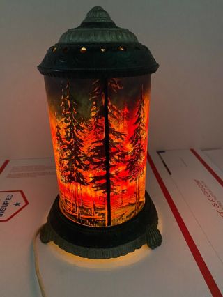 Antique Early 1900s Scene - In - Action Co.  Forsest Fire Motion Lamp