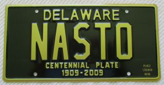 Delaware Centennial Plate 1909 - 2009,  Booster License Plate