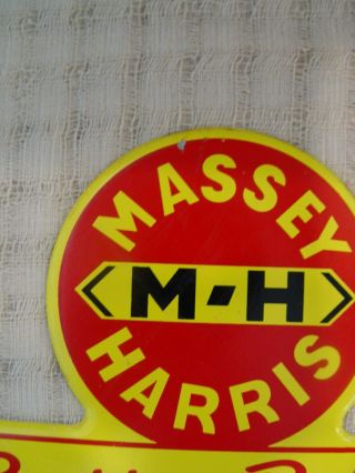 Vintage M - H Massey Harris Farm Equipment Advertising License Plate Topper 3