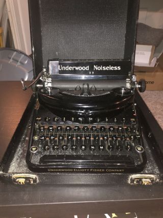 Vintage Underwood Elliott Fisher Noiseless Portable 77 Typewriter In Case