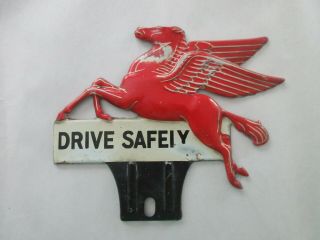 Authentic Vintage License Plate Topper,  Pegasus Mobile Flying Horse,