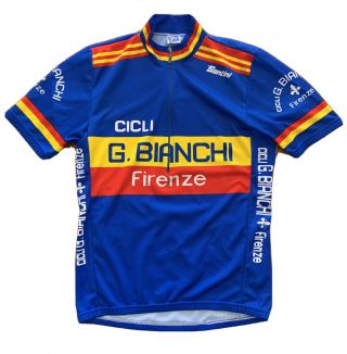 Sms Santini Cicli G.  Bianchi Firenze Italy Retro Vintage Cycling Jersey Size Xl