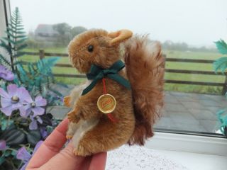 Vintage Antique German Hermann Red Squirrel With Tag Wood Straw Filled Toy Bear