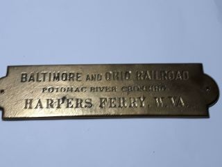 Vintage B&o Baltimore Ohio Railroad Harpers Ferry Wv Brass Door? Plate