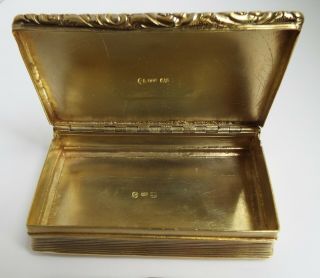 Handsome Large English Antique Georgian 1832 Solid Silver & Gilt Table Snuff Box