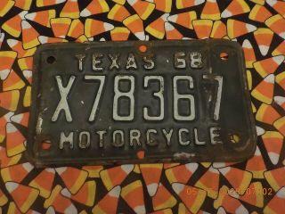 1968 Texas Motorcycle License Plate X78367