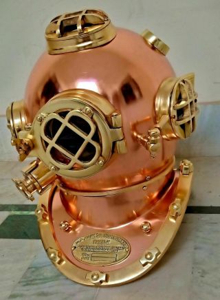 Antique Brass Finish Divers Diving Helmet Us Navy Mark V Boston Deep Sea