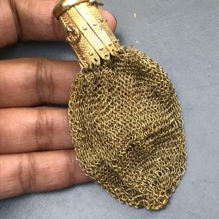 Antique Victorian Gold Gilt Sterling Silver Mesh Coin Expansion Purse