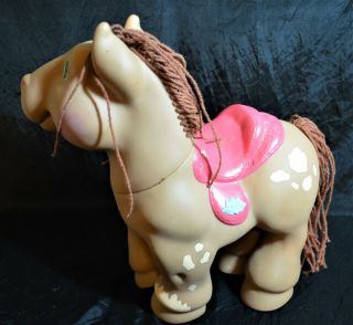 Vintage Cabbage Patch Crimp and Curl Brown Horse,  Pink Saddle,  Green Eyes 3