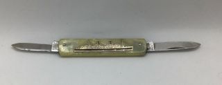Antique Rms Queen Elizabeth Cunard White Star Lines Inlaid Mop Pocket Knife 7 " L