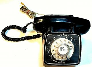 Vintage Gte Automatic Electric Black Rotary Dial Phone W/connection Cord