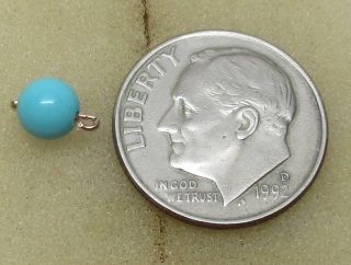 Vintage Solid 14k Yellow Gold Small Baby Blue Minimalist Ball Charm -