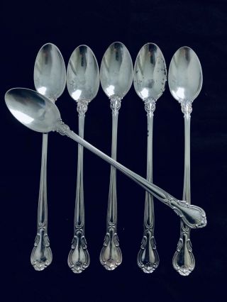 Set Of Six (6) Gorham “chantilly” Sterling Ice Tea Spoons 7 5/8 "