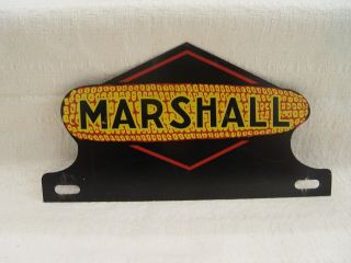 Vintage Marshall Hybrids Corn Die - Cut Metal Advertising License Plate Topper