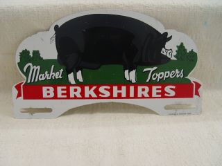 Vintage Berkshires Market Toppers Pig Swine Advertising License Plate Topper