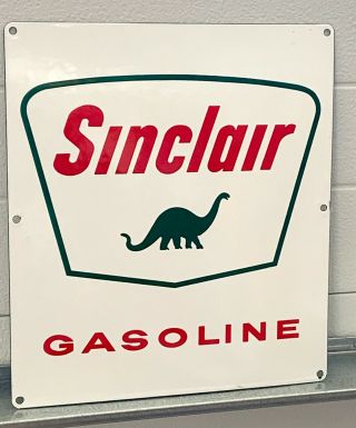 Vintage Sinclair Dino Gasoline Porcelain Pump Plate Sign Gas Oil Transportation