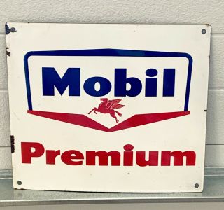 Vintage Mobil Pegasus Premium Porcelain Pump Plate Sign Gas Oil Transportation
