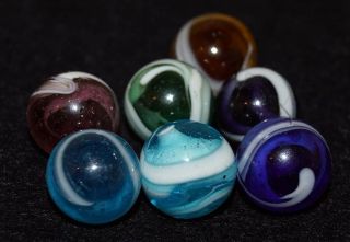 Vintage Marbles Crease Pontil Transitionals Assortment Of Colors 11/16 " Ish