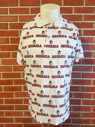 College Concepts Georgia Bulldogs All Over Print Vintage Polo Shirt One Size 80s