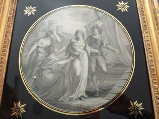 Antique C1830 Georgian Gilt Gold Gilded Wood Wooden Frame Round Classical Print