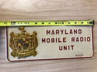Maryland Mobile Radio Unit License Plate With State Emblem