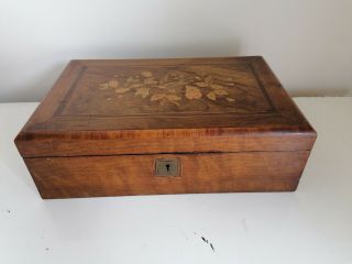 Stunning Antique 19thc Inlaid Marquetry Writing Box Desk Table Slope