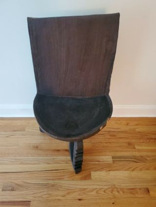 African Ethiopian Chair Hand Carved From Single Piece Of Wood