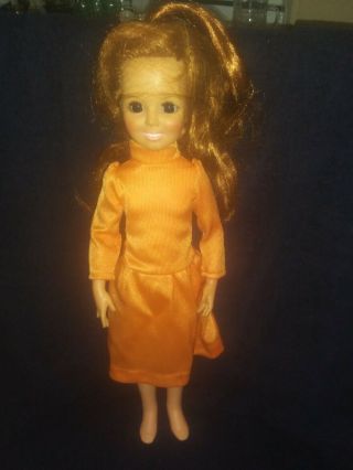Vintage 1968 Ideal Toys Chrissy Doll Red Head Orange Dress - Gh - 17 - H129