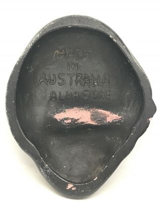 Vintage Pottery Wall Hanging Aboriginal Head marked ALVA STONE Made in Australia 2