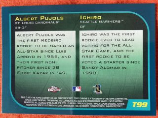 2001 Topps Traded Chrome Albert Pujols / Ichiro Rookie RC - 2