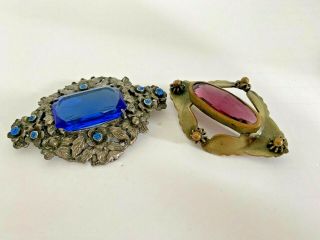 Vintage Antique Set Of Fashion Jewelry Brooches W/stones