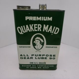Vintage Premium Quaker Maid Oil Empty 1 Gallon Can - St.  Louis Gear Lube 90