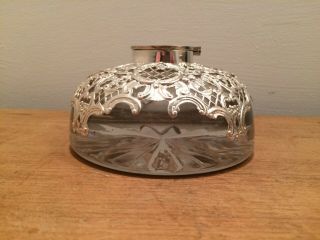 Stunning Large Heavy William Comyns Sterling Silver & Glass Inkwell London 1899