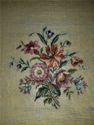 Vtg Mid - Century 23x23 Pre - Worked Needlepoint Canvas Shabby Chic Cottage Floral B