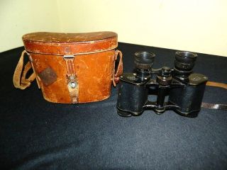 Antique Carl Zeiss Jena Telactem 8x Binoculars With Carl Zeiss Jena Case 340323