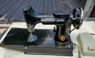 Antique 1936 Singer Sewing Machine Featherweight With Case (ae300142)