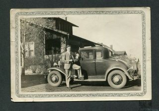 Vintage Car Photo Proud Owner W/ 1931 Chevrolet Chevy Coupe 418059